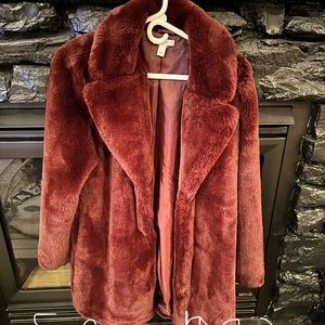 Nine West burgundy fur coat